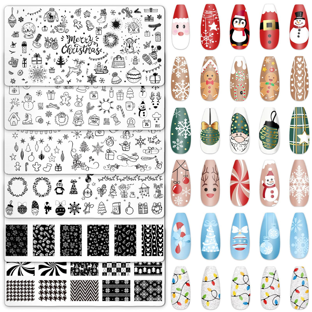 Whaline Christmas nail plate ball pattern for festive manicure designs