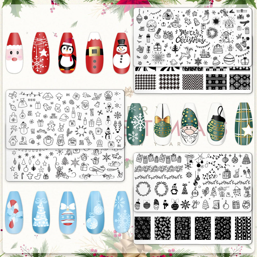 Whaline Christmas nail plate snowflake pattern for elegant frosty designs