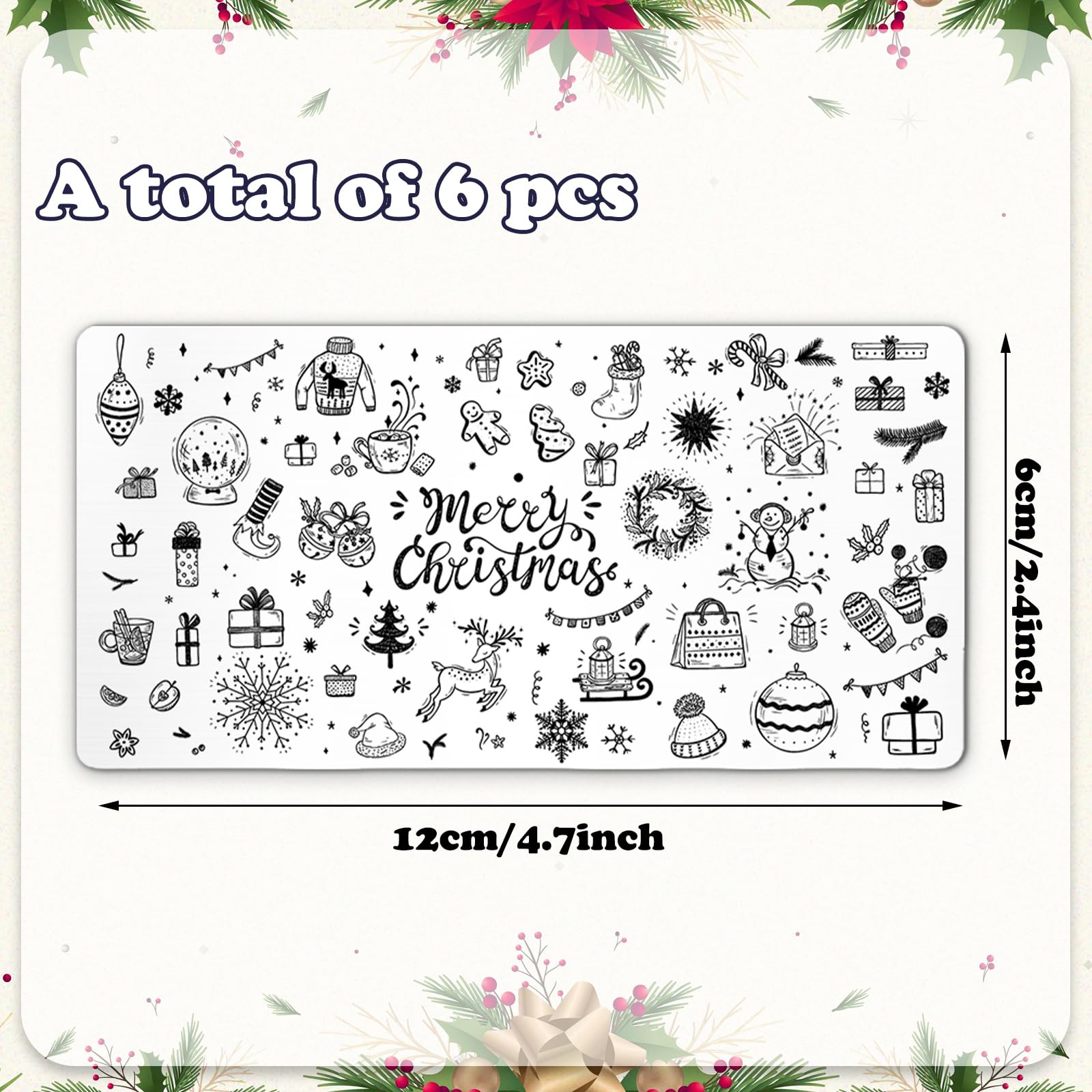 Whaline Christmas nail plate snowman pattern for playful winter nails