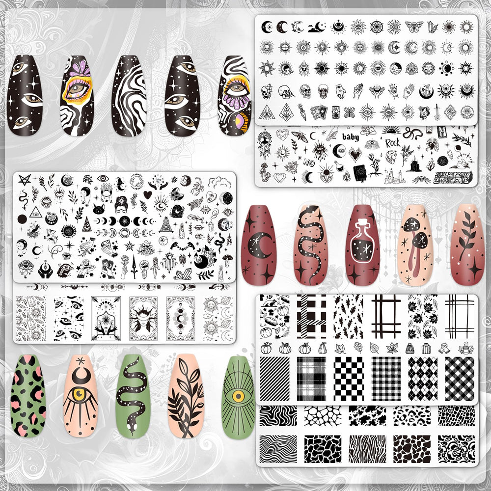 Whaline Gothic Halloween moon nail plate enables elegant lunar patterns on nails.
