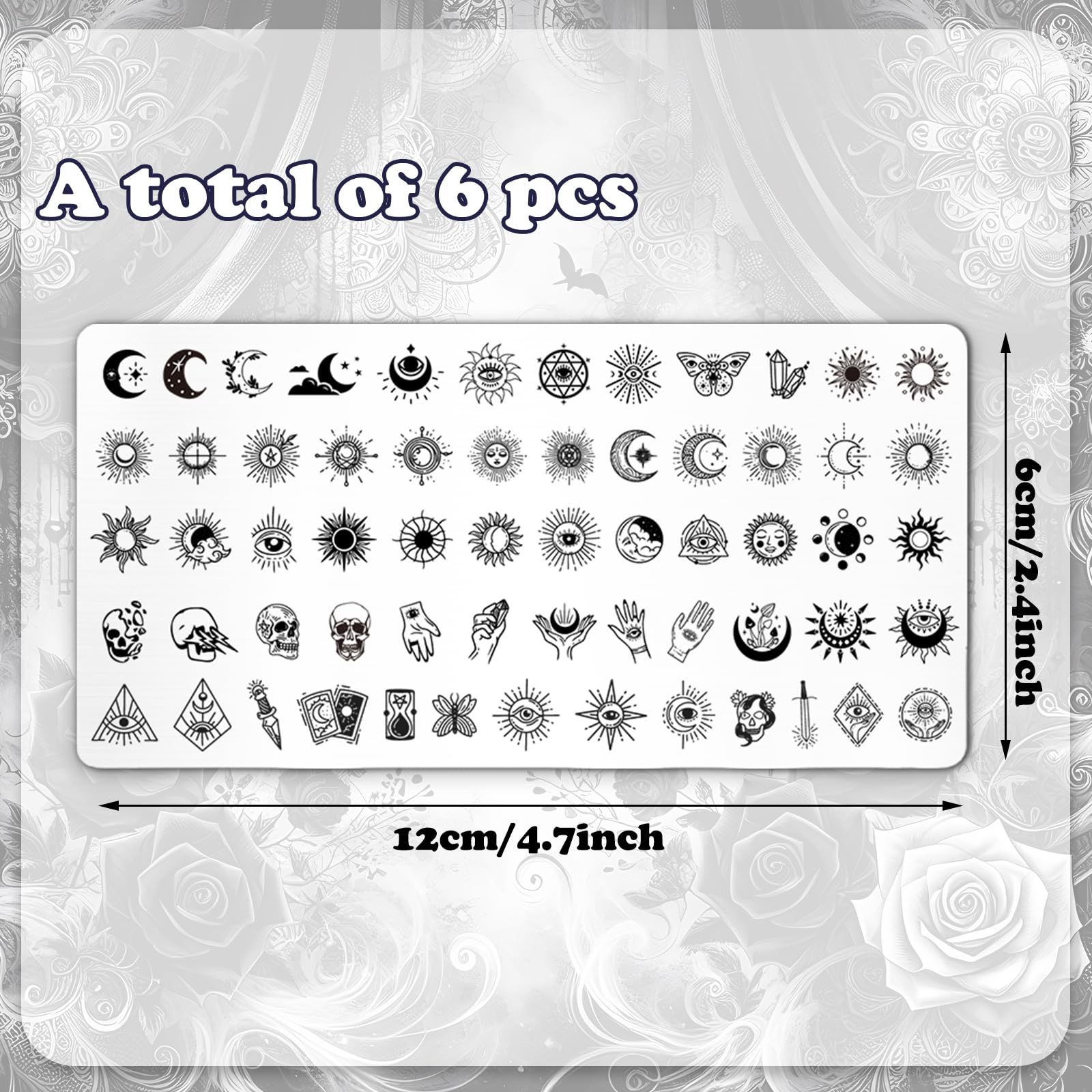 Whaline Gothic Halloween skull nail plate for bold, statement manicure designs.