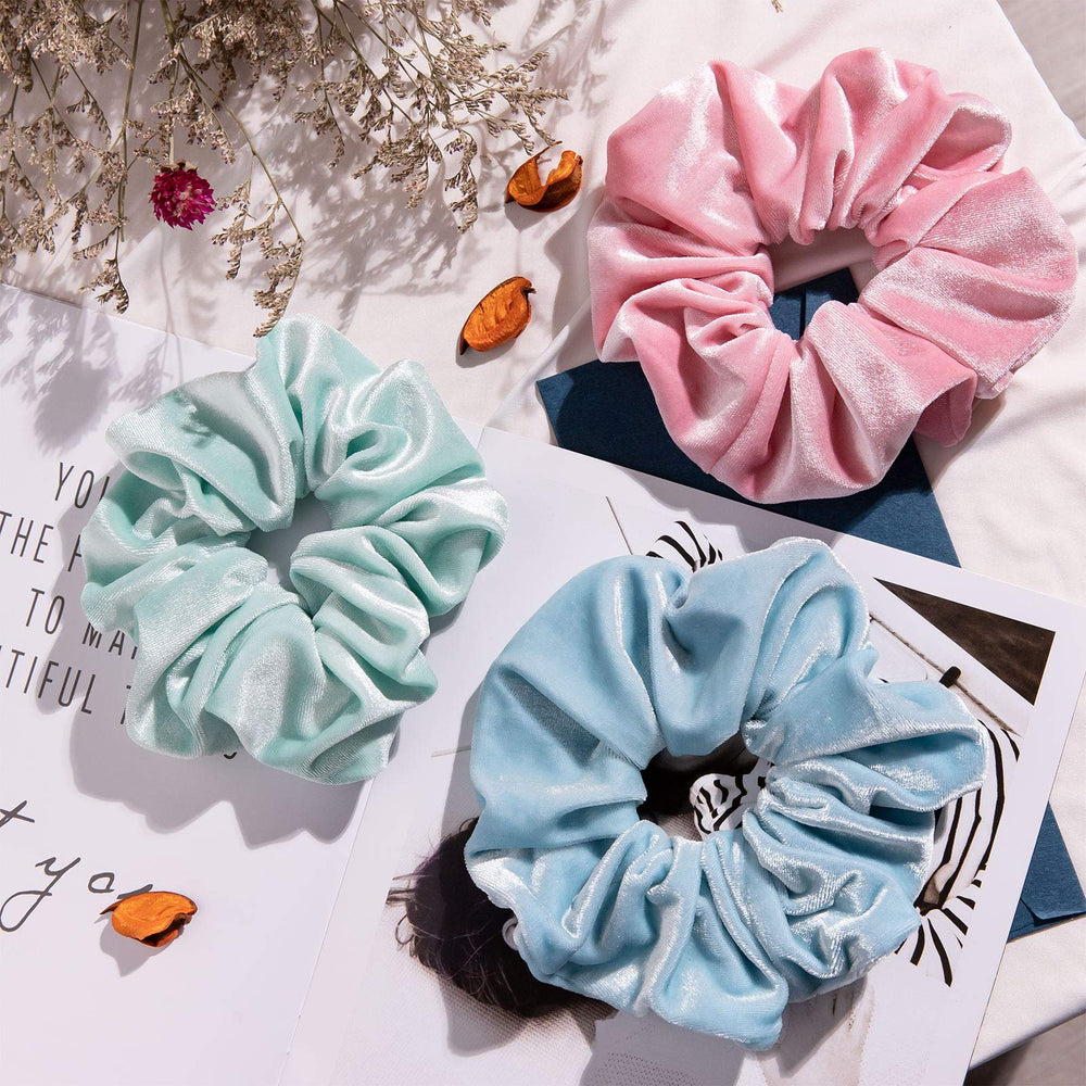 Whaline six-color macaroon themed scrunchies offer cute, versatile styling options.
