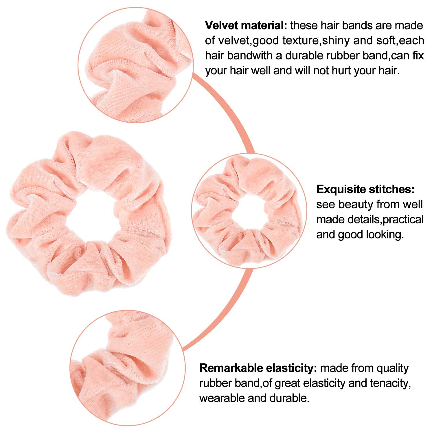 Whaline Pastel Velvet Scrunchies close-up highlights shine and gentle hold