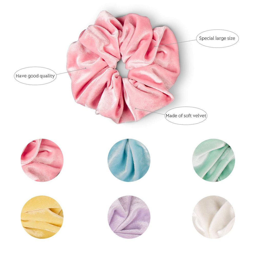 Whaline velvet scrunchies use soft texture and a durable inner band for comfort.