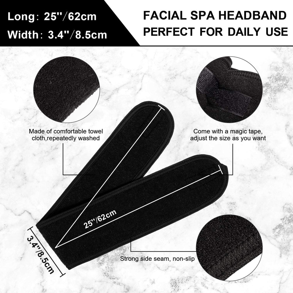 Whaline spa headband black soft fabric ideal for facial cleansing