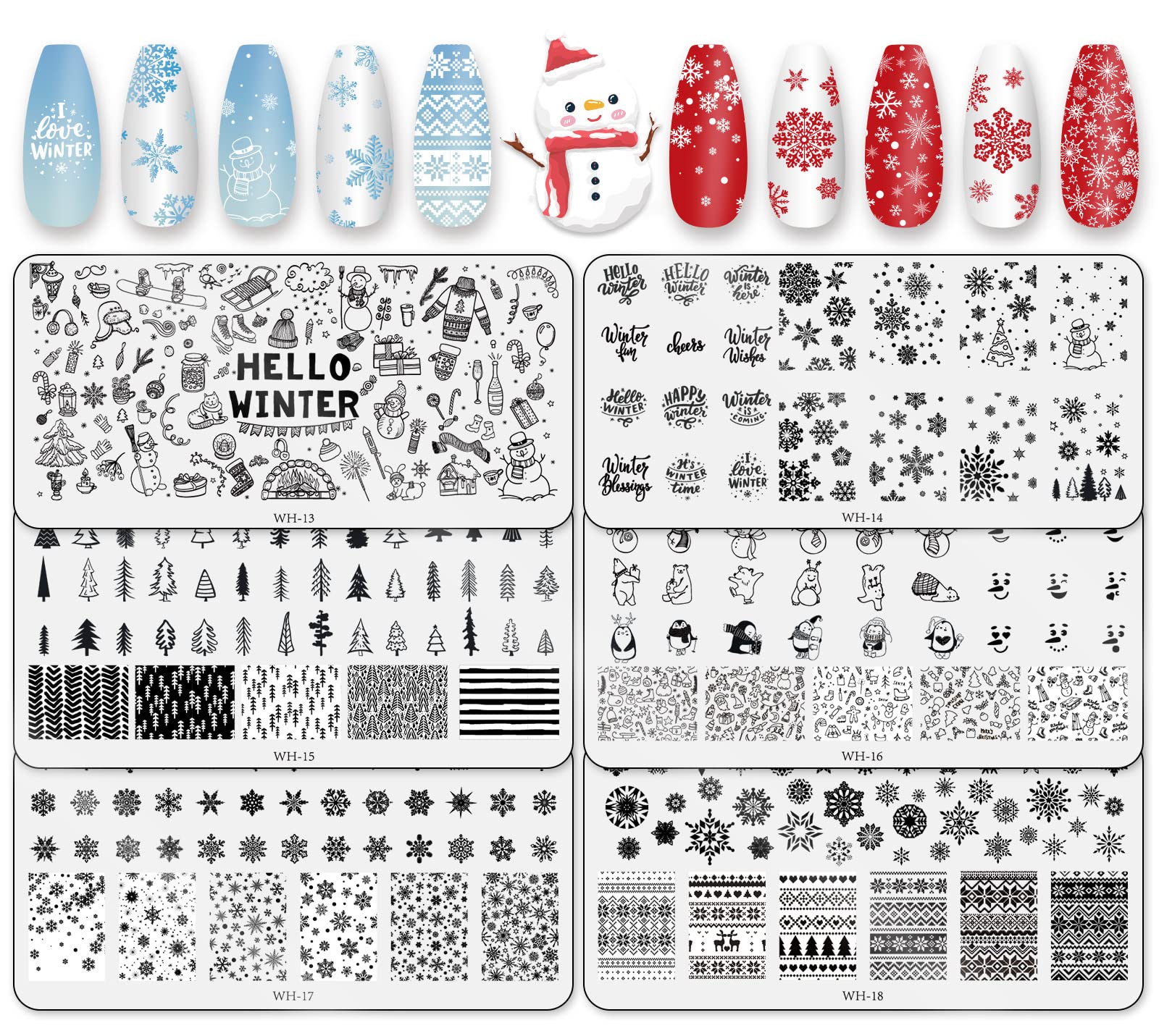 Whaline winter nail art plates snowman for festive manicure ideas.