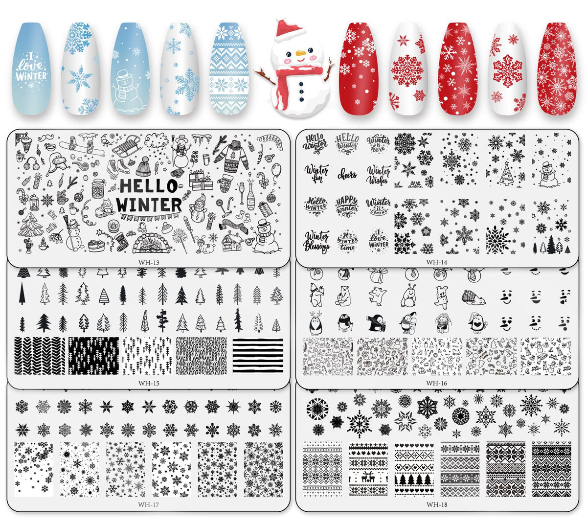 Whaline winter nail art plates snowman for festive manicure ideas.