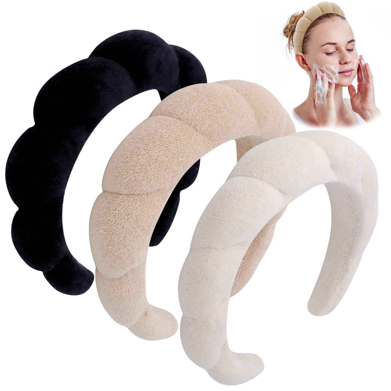 WHAVEL spa headband setup for makeup removal demonstrates stay-in-place comfort.