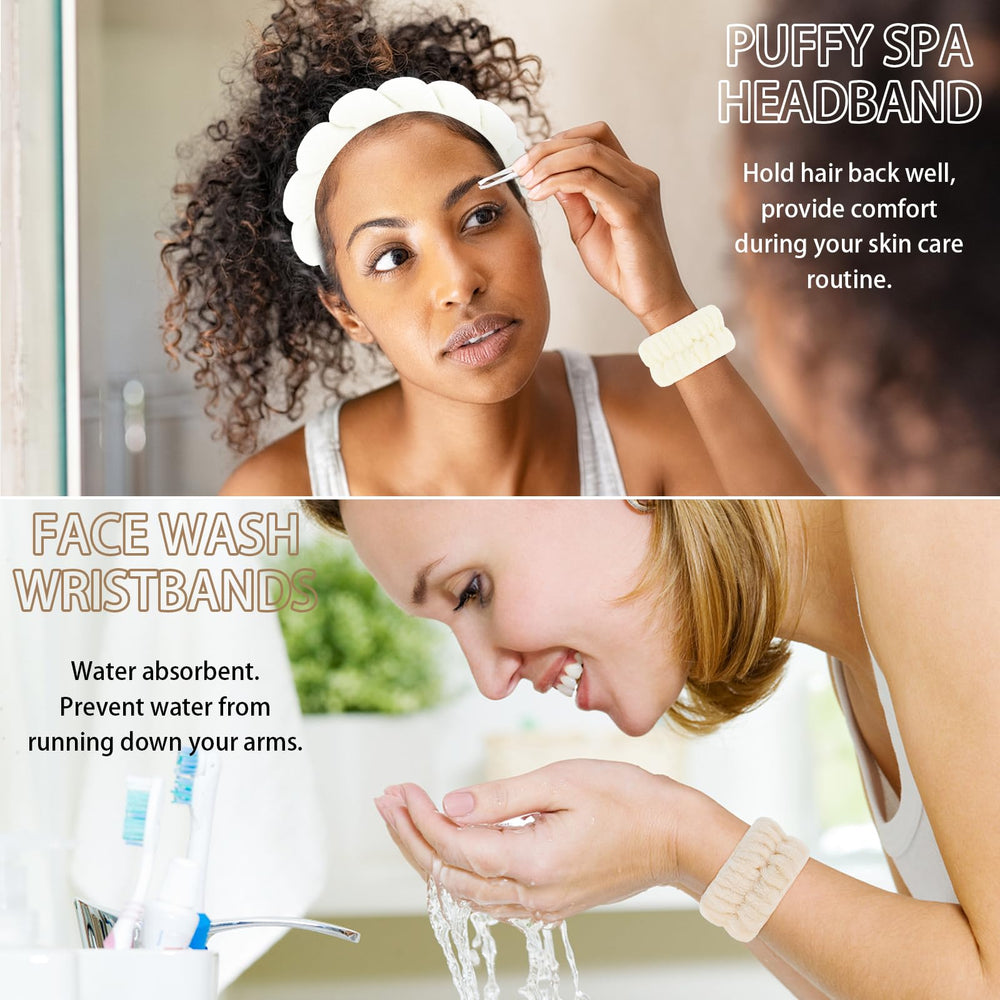 WHAVEL wristbands absorbent microfiber protect sleeves during cleansing and routines.