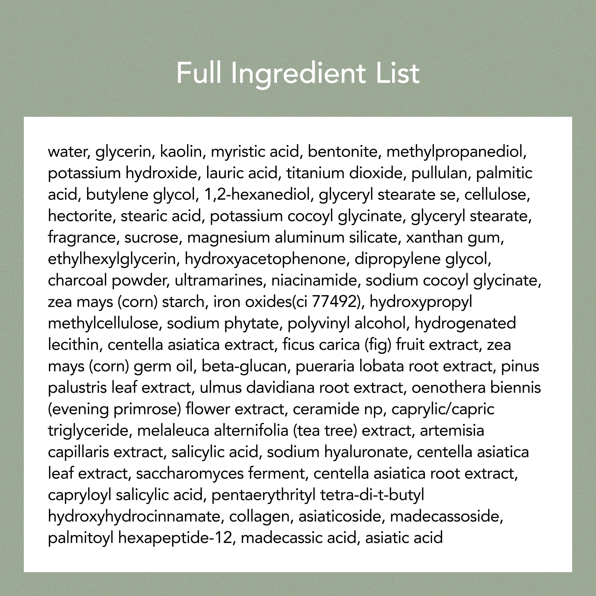 Whipped Semo charcoal clay face wash mugwort ingredient closeup implies calming detox benefits.