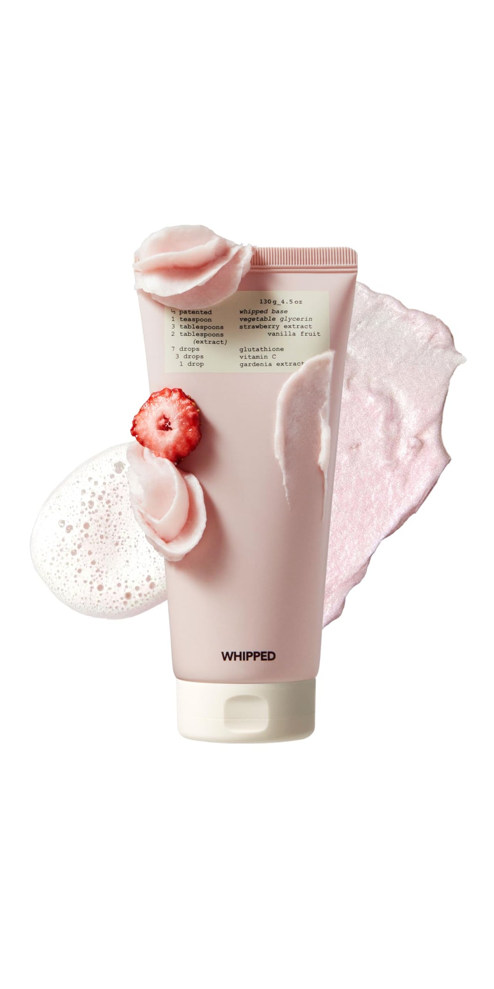 Whipped Semo face wash bottle closeup highlights hydrating formula for dry skin