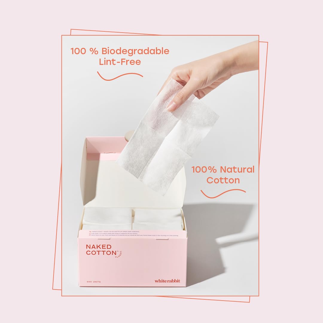White Rabbit Naked Cotton Classic pad removing eye makeup without fibers