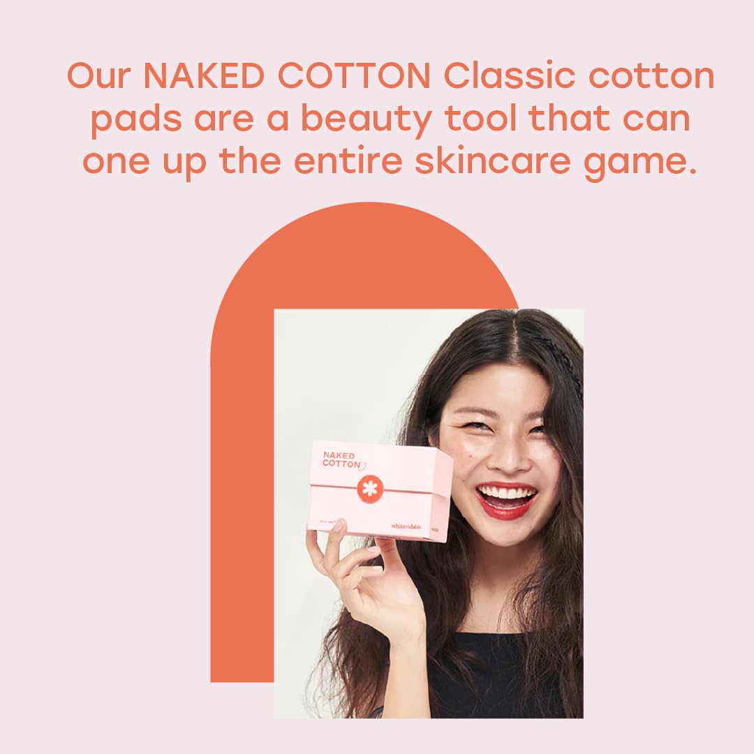 White Rabbit Naked Cotton Classic pads close-up with ultra-soft texture for gentle use