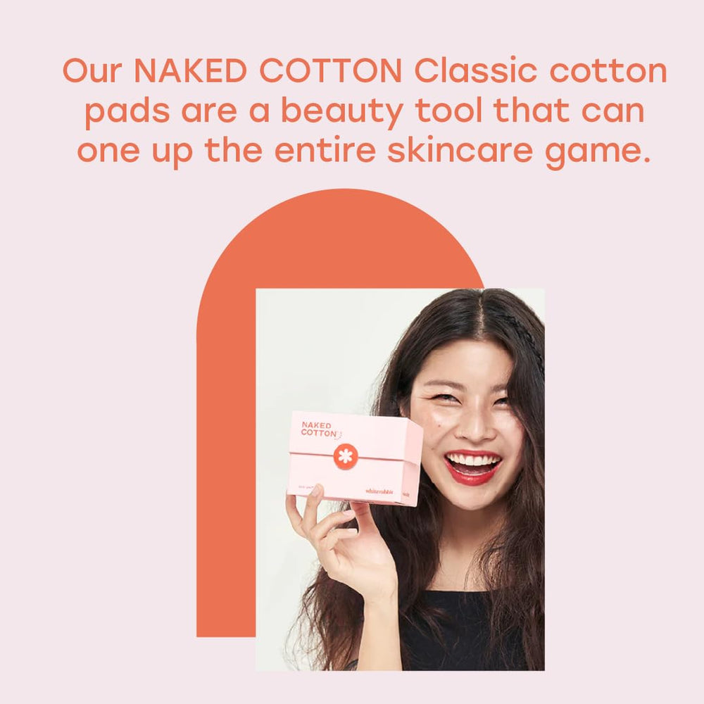 White Rabbit Naked Cotton Classic pads close-up with ultra-soft texture for gentle use