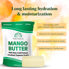 White Naturals Mango Butter ingredients panel highlights natural origin for clean skincare