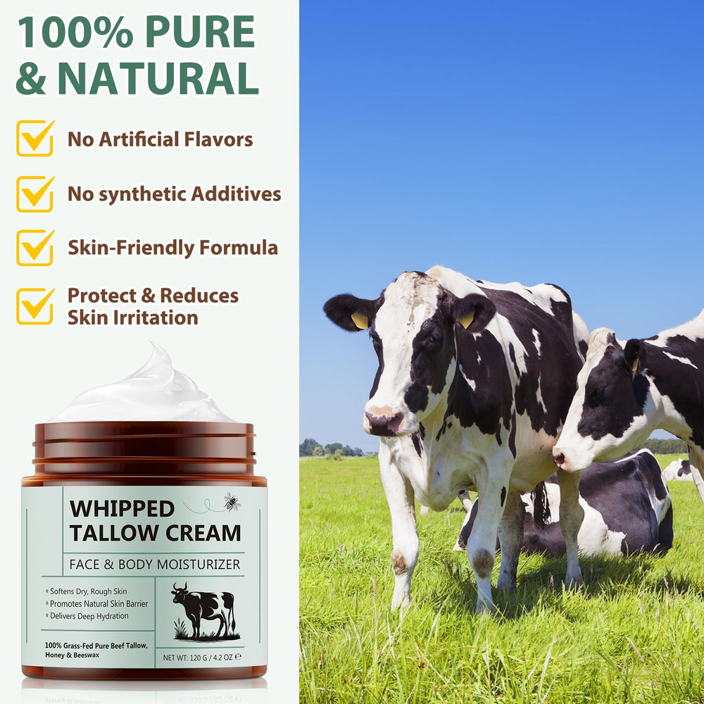 WHLH & WELL-BEING beef tallow honey balm ingredient list label focusing on natural skincare basics