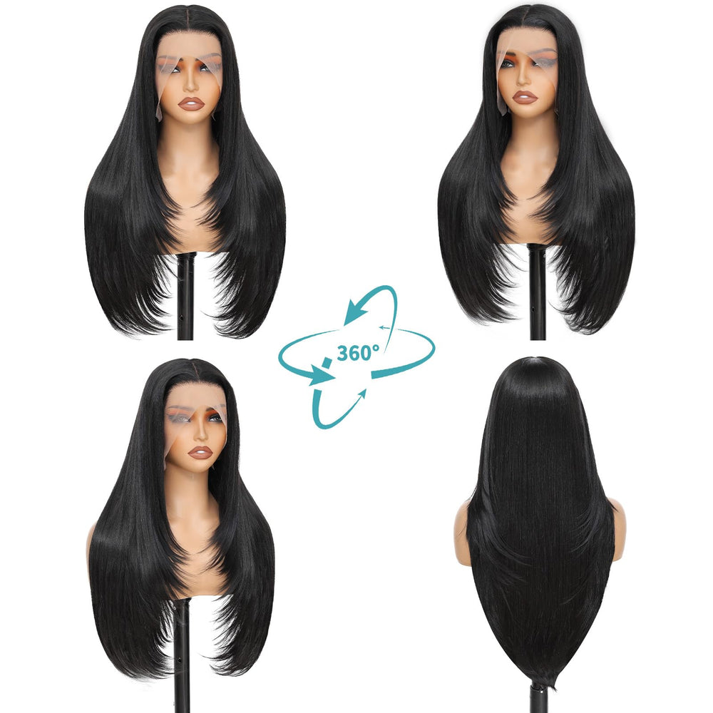 WIGAGA pre-plucked HD lace-front on-model shot for realistic, ready-to-wear appeal.