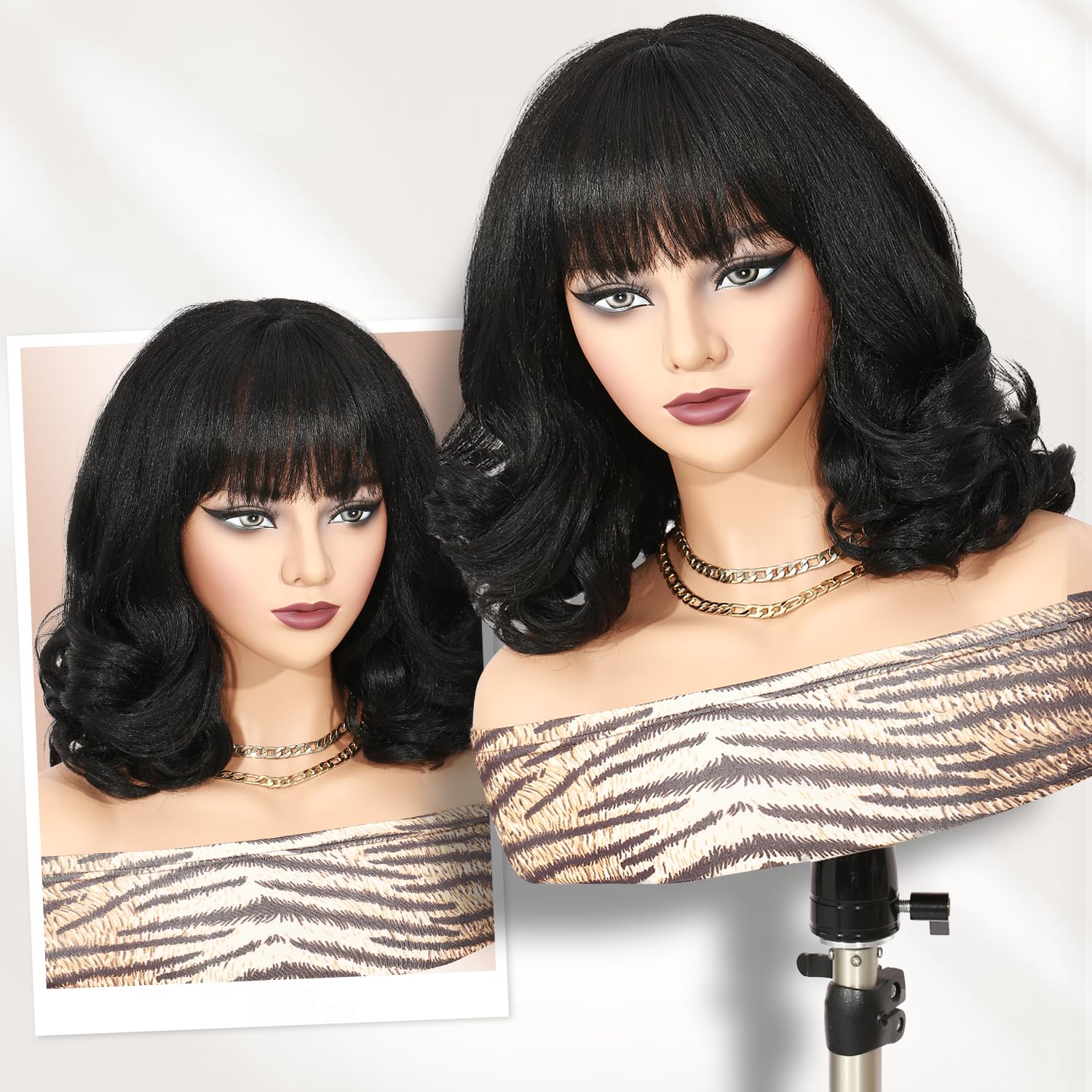 WIGER Yaki texture wavy wig adjustable straps adapt to most head sizes.