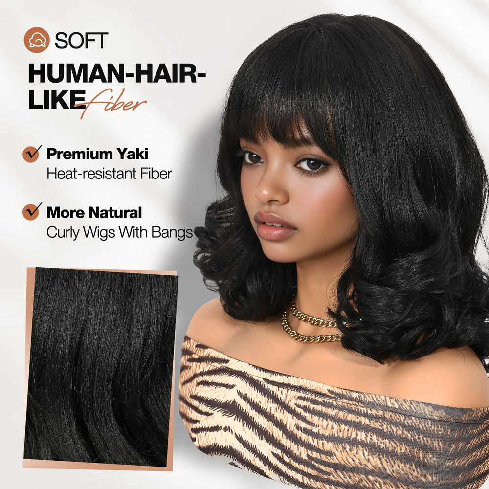 WIGER Yaki texture wavy wig closeup hair texture emphasizes soft, realistic fibers.