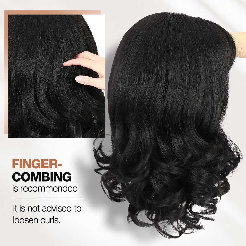 WIGER Yaki texture wavy wig heat resistance label signals styling flexibility.