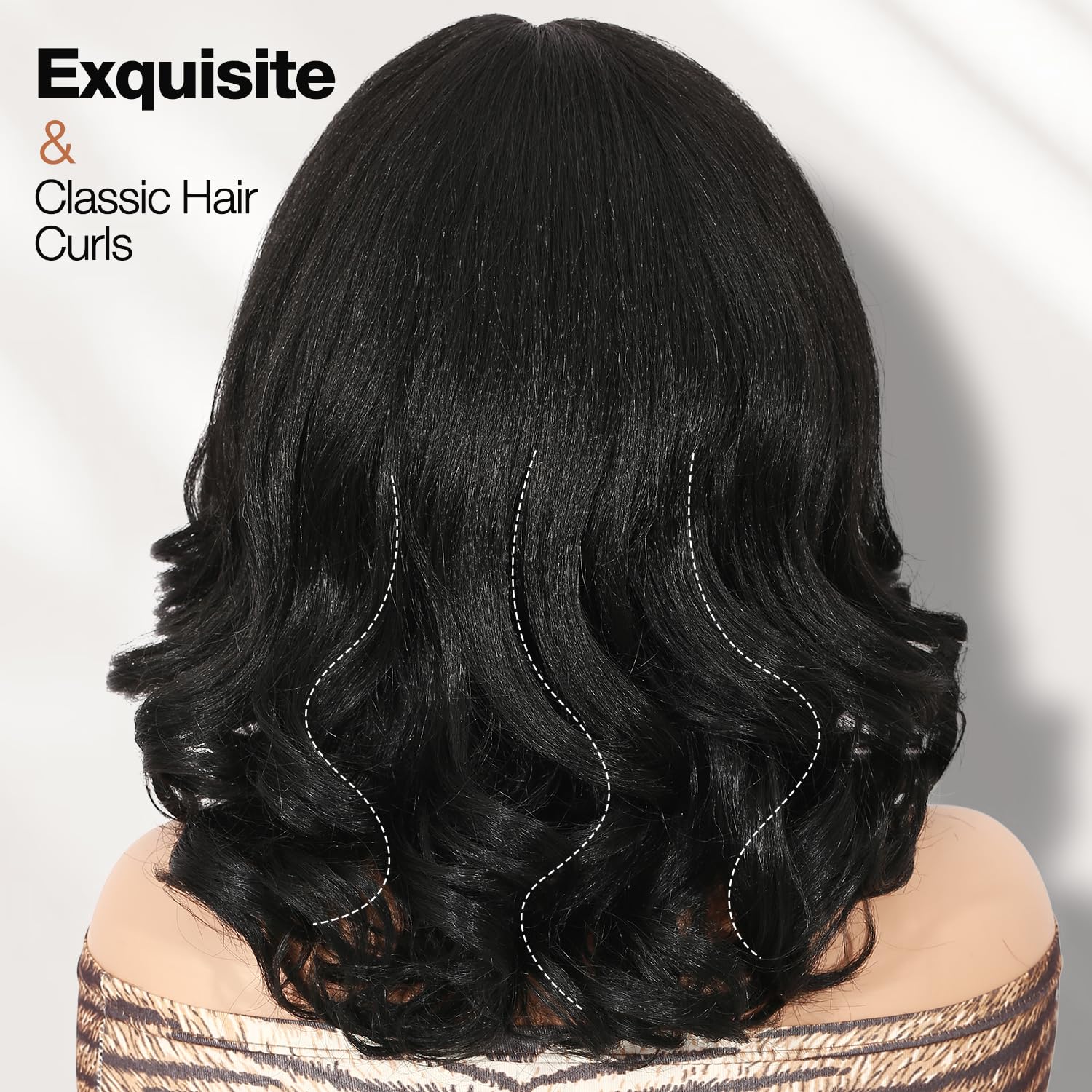 WIGER Yaki texture wavy wig inside 3 combs ensures secure fit.