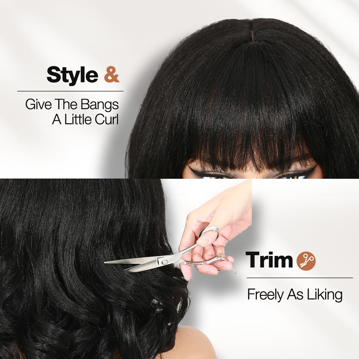 WIGER Yaki texture wavy wig shoulder length showcases flattering bob silhouette.