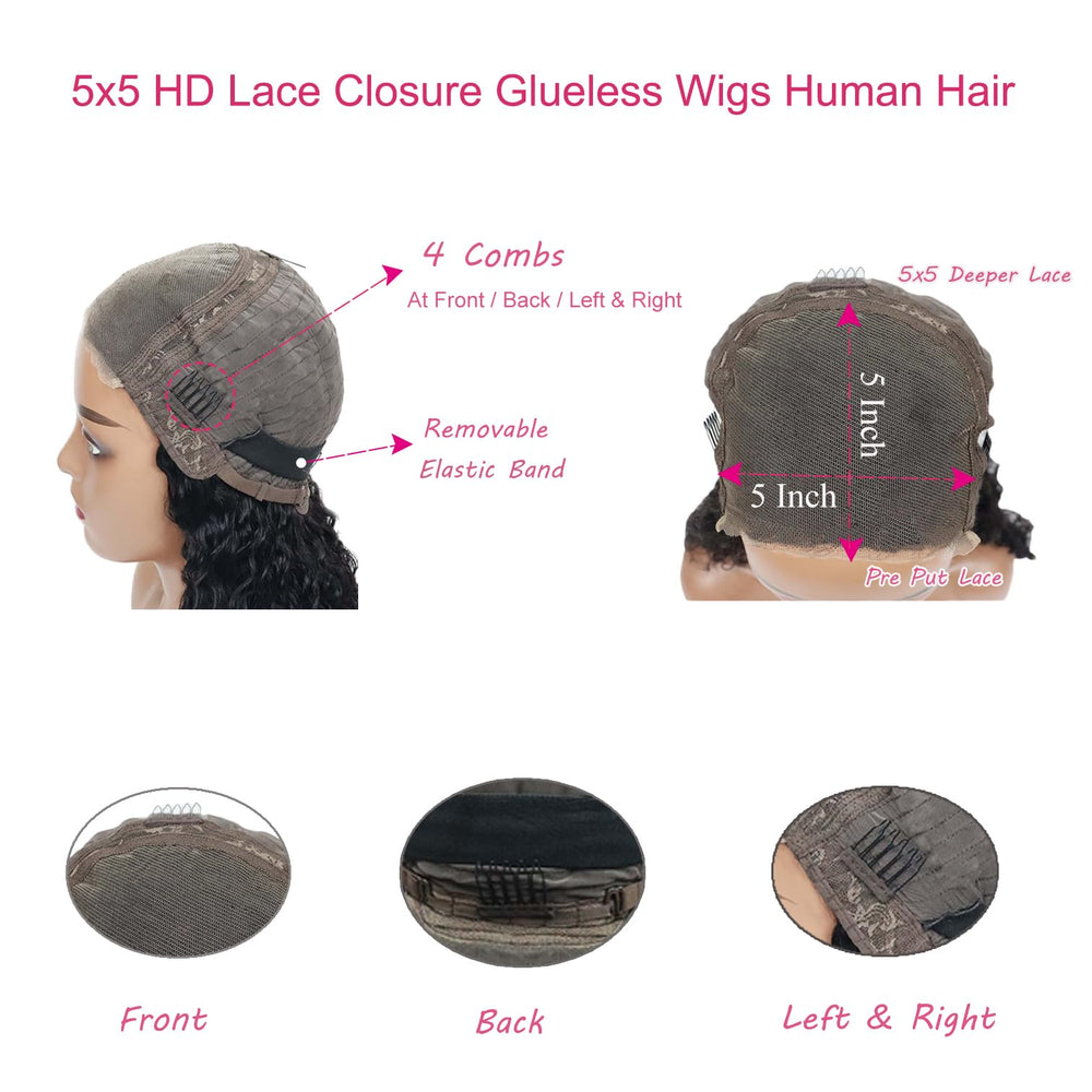 Wighottie hd lace closure wig close-up demonstrates breathable cap and secure fit