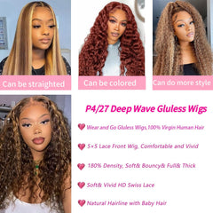 Wighottie Highlight Ombre 4/27 22in back view highlights waves and body