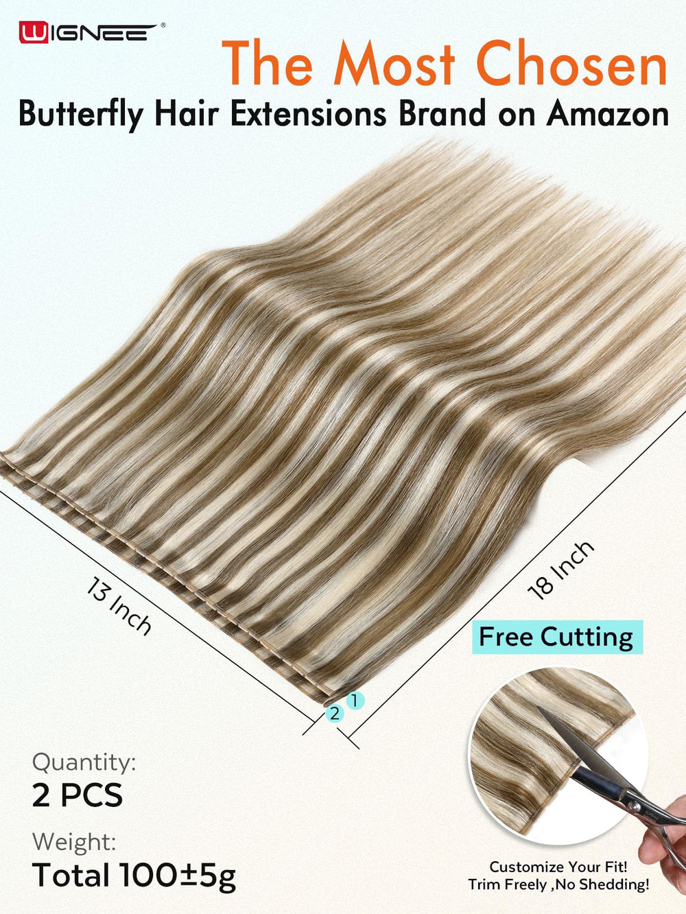 WIGNEE Butterfly OVO weft close-up showing invisible beads for discreet attachment