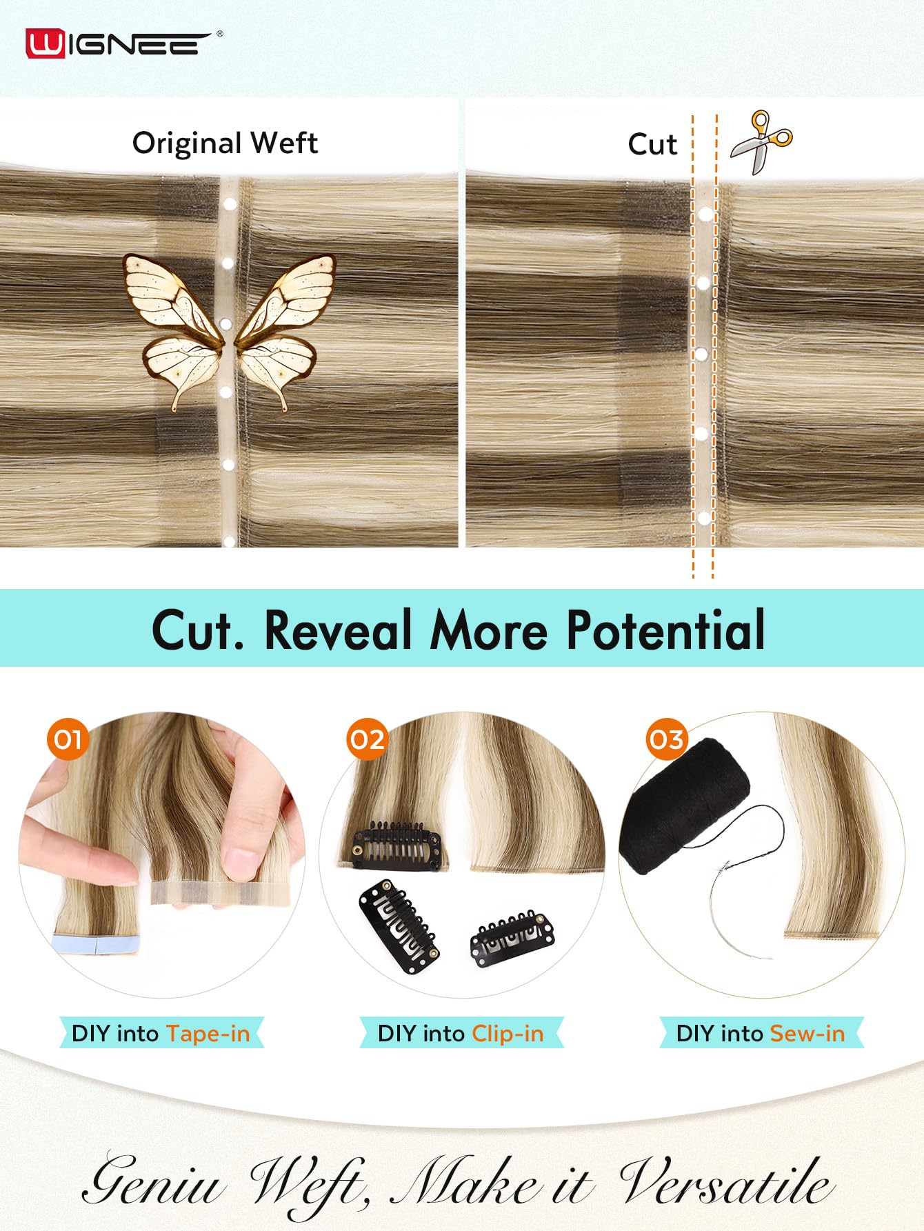 WIGNEE Butterfly OVO weft ultra-light design lying flat for seamless look