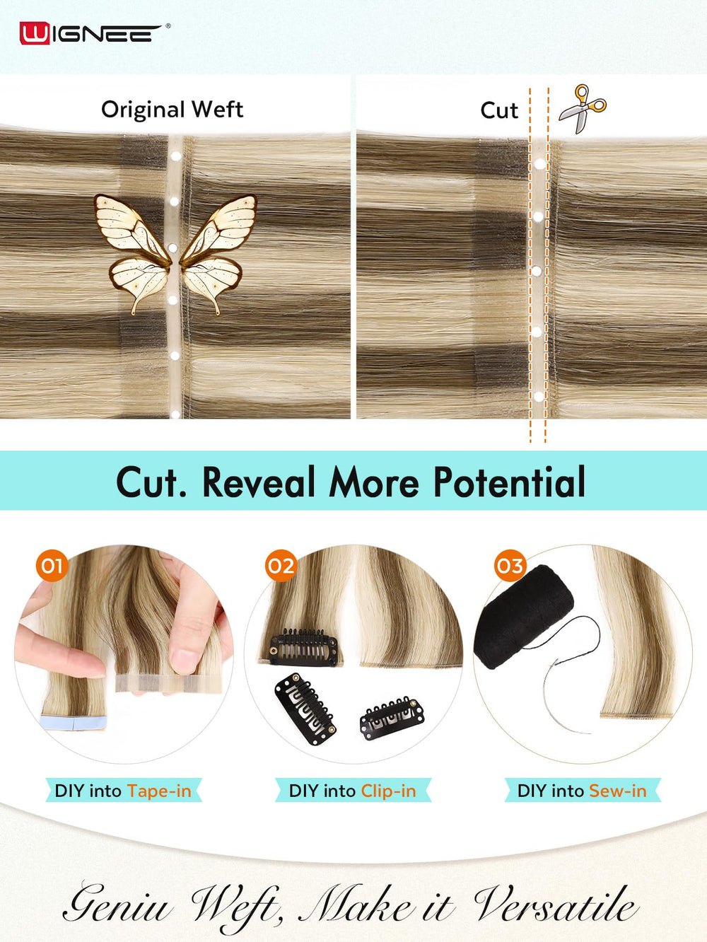 WIGNEE Butterfly OVO weft ultra-light design lying flat for seamless look