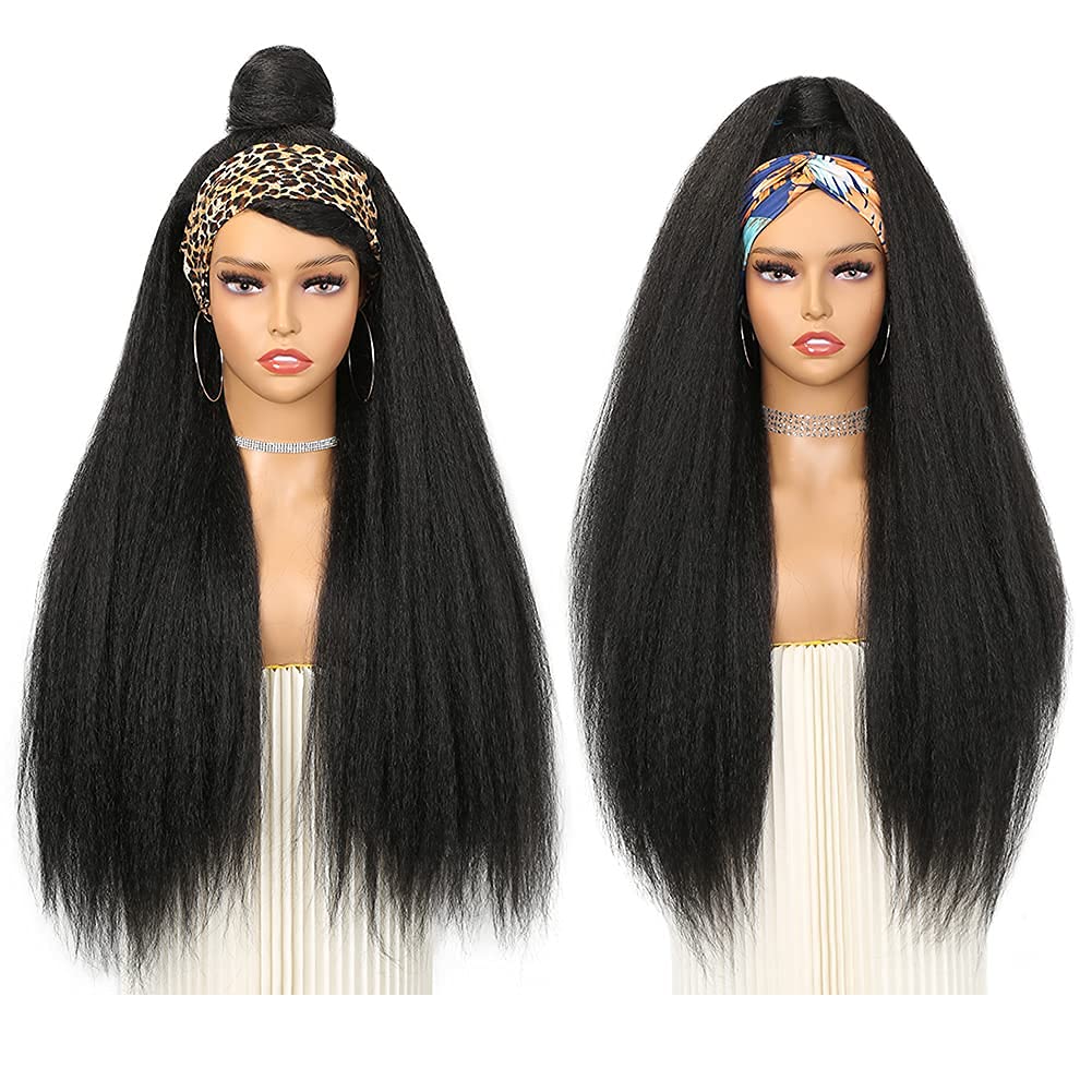 WIGNEE kinky Afro wig close-up shows black headband and texture