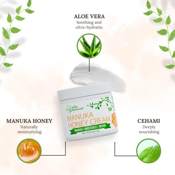 Wild Naturals Manuka Honey Moisturizer application on hand shows quick absorption and non-greasy feel.