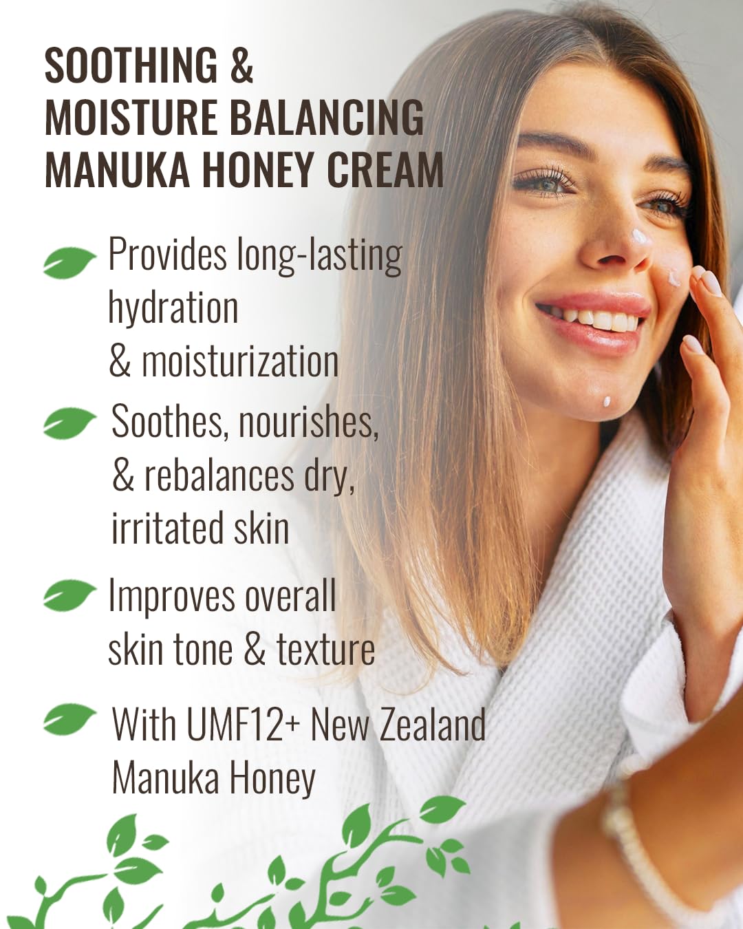 Wild Naturals Manuka Honey Moisturizer spread on skin demonstrates even coverage and smooth finish.