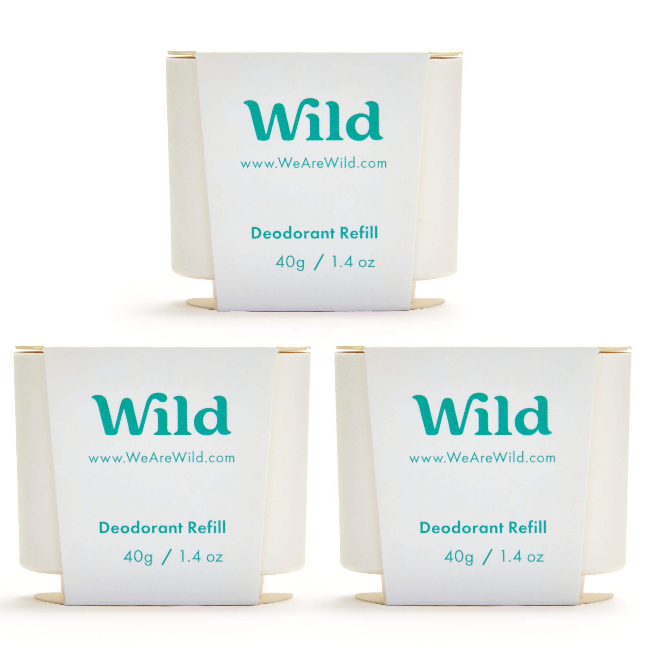 Wild refillable deodorant pack front view highlighting Fresh Cotton & Sea Salt scent for daily freshness