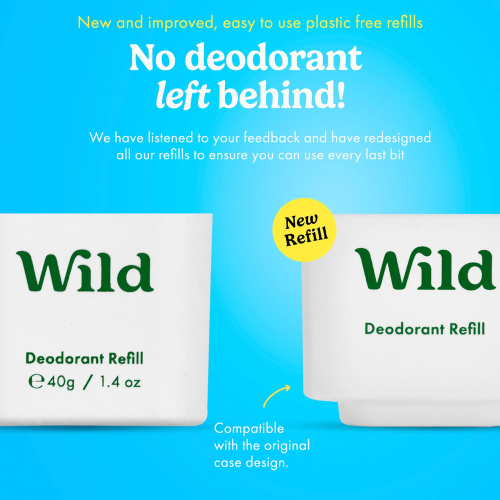 Wild refillable deodorant pack back—sustainable packaging details