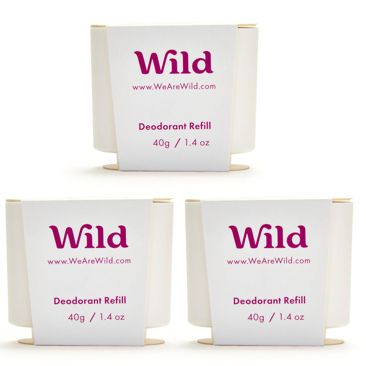 Wild refillable deodorant pack front—tropical coconut-vanilla freshness