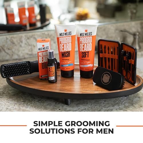 Wild Willies beard care kit after-shower look shows soft, healthy strands
