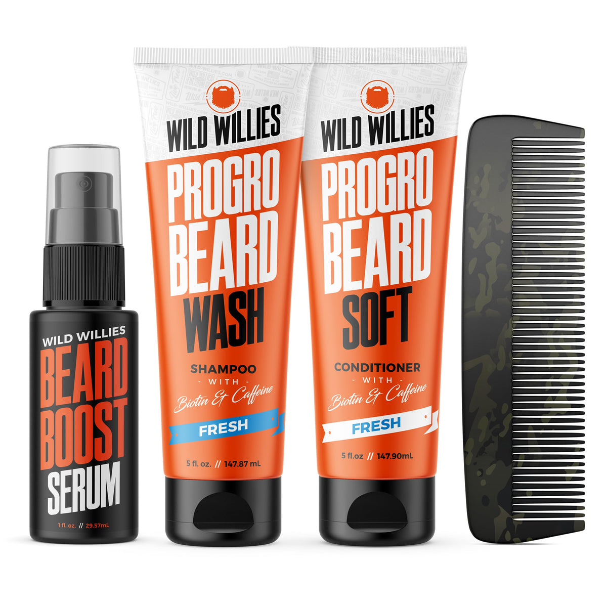 Wild Willies beard care kit shampoo bottle nourishes and hydrates during wash