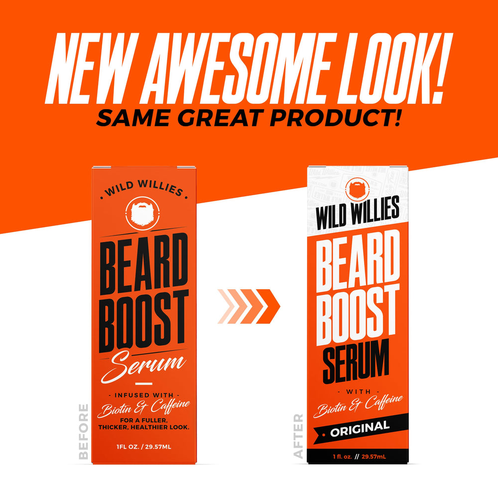 Wild Willies Beard Care Kit packaging close-up communicates safe, chemical-free grooming