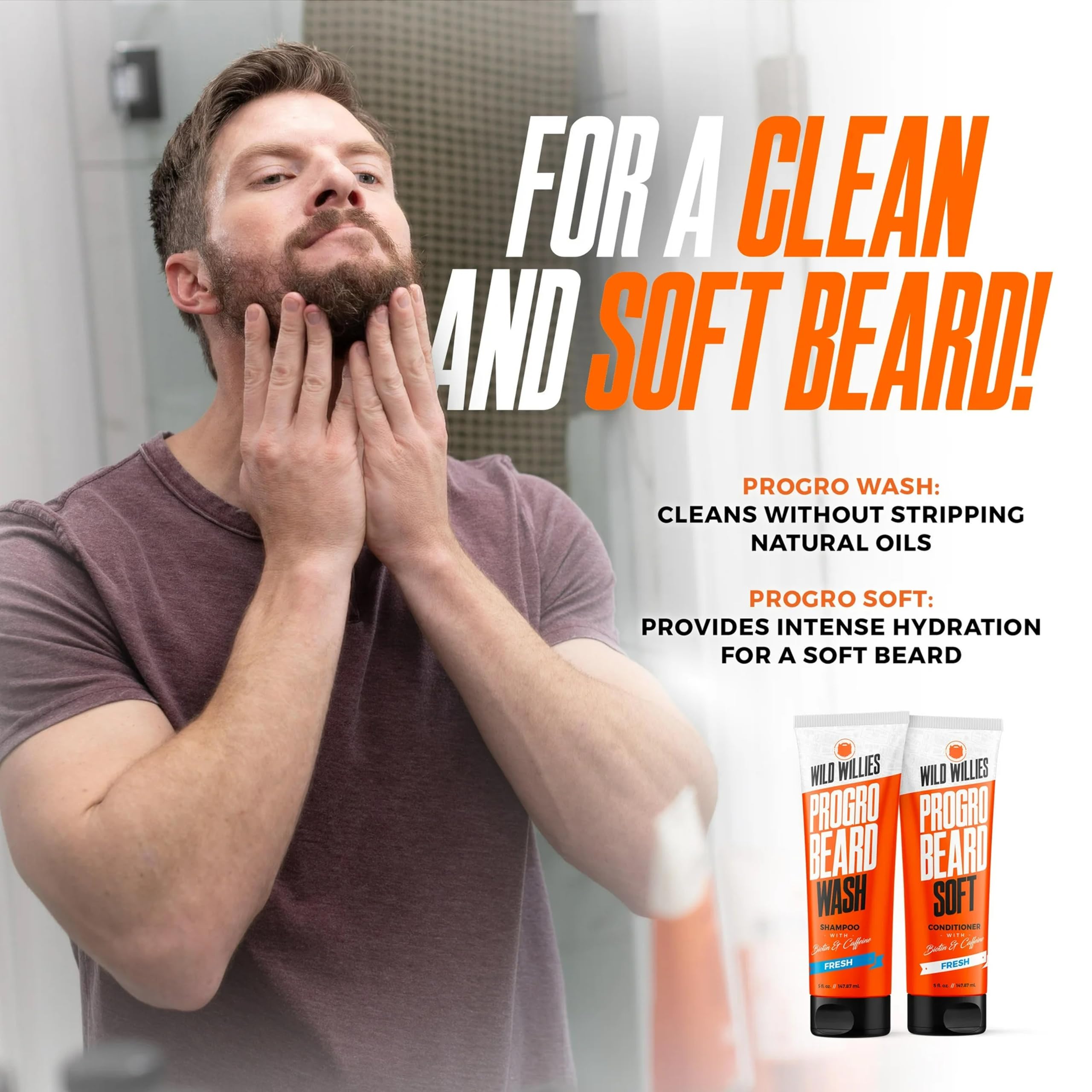Wild Willies beard conditioner bottle closeup showing all-natural formula for daily conditioning