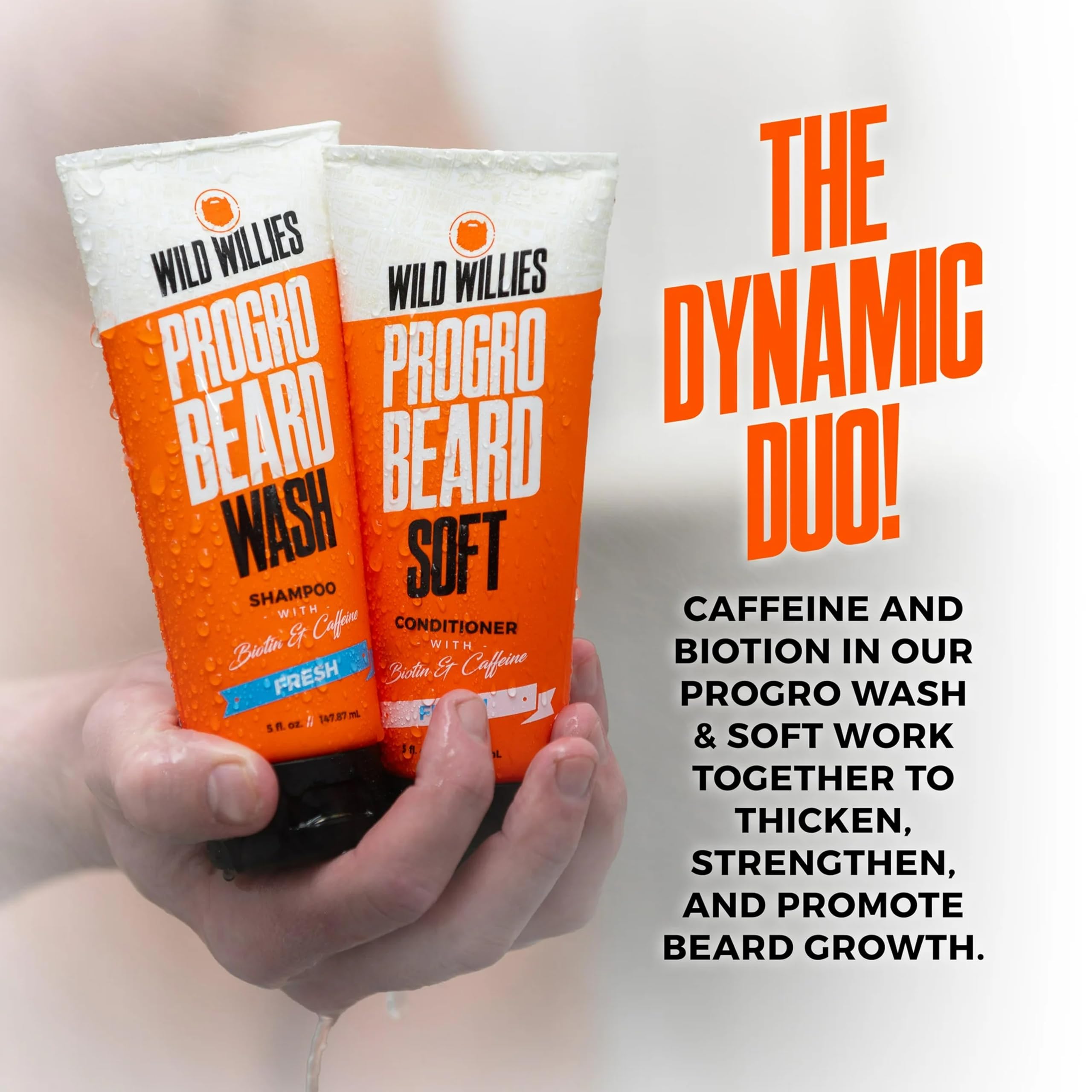 Wild Willies beard conditioner on beard demonstrates silky softening and tangles reduction