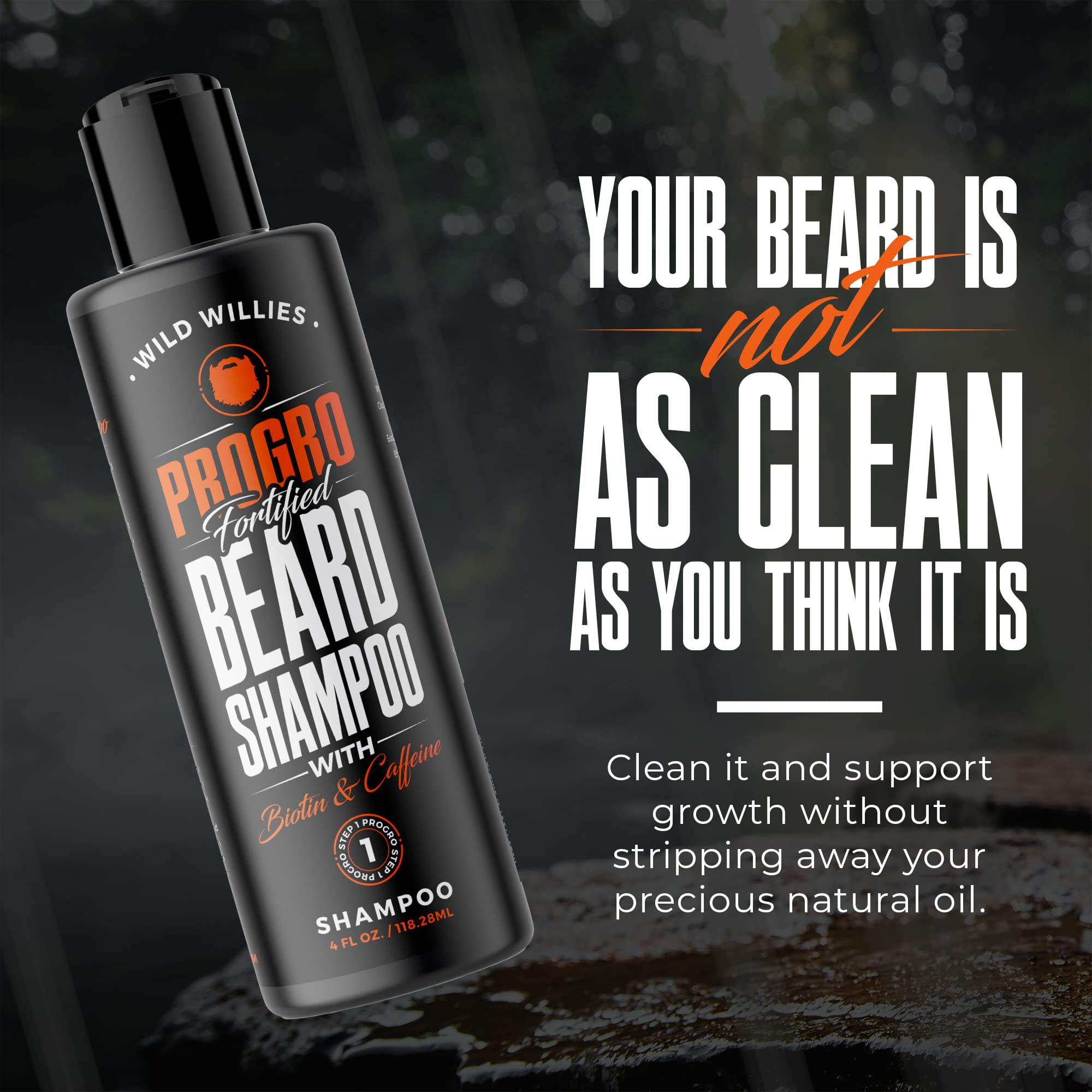Wild Willies beard shampoo dandruff-relief foamy lather suggests flake-free skin