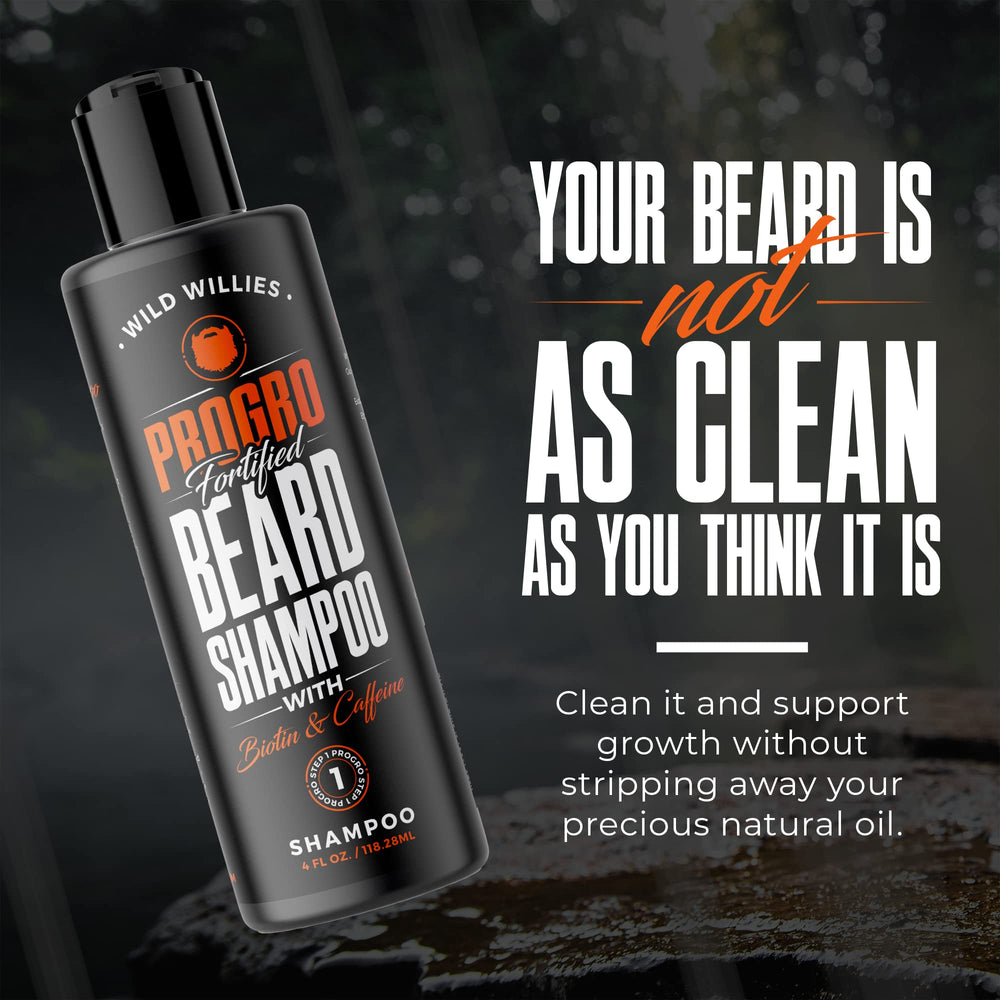 Wild Willies beard shampoo dandruff-relief foamy lather suggests flake-free skin