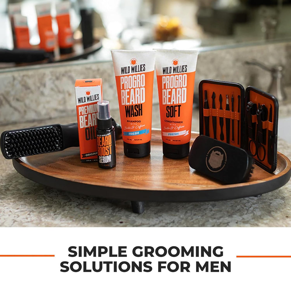 Wild Willies lifestyle vibe with rugged grooming kit branding