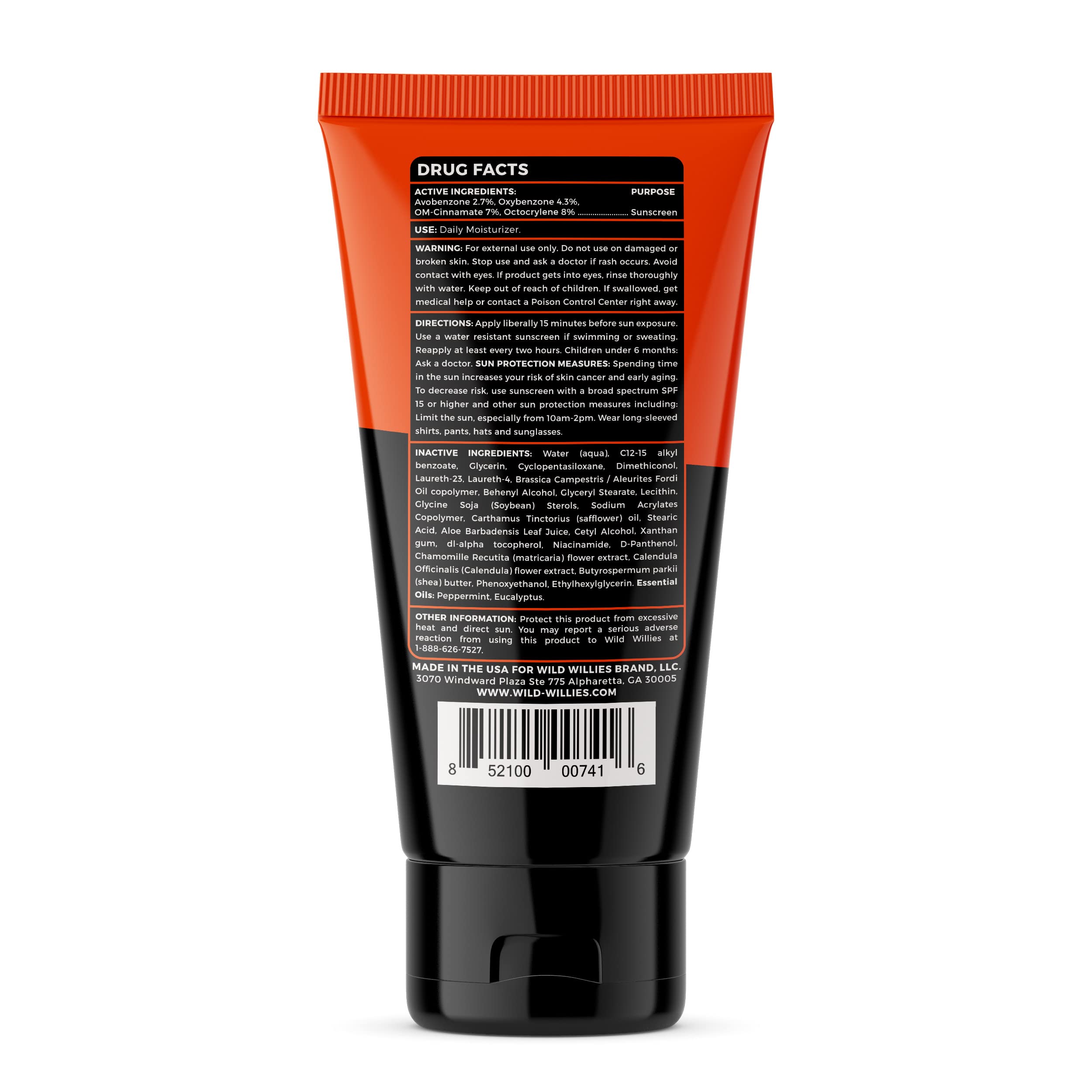 Wild Willies matte packaging emphasizing lightweight daily moisturizer for home or travel