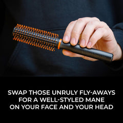 Wild Willies Round Beard Brush heat-resistant barrel enables easy blow-drying styling.