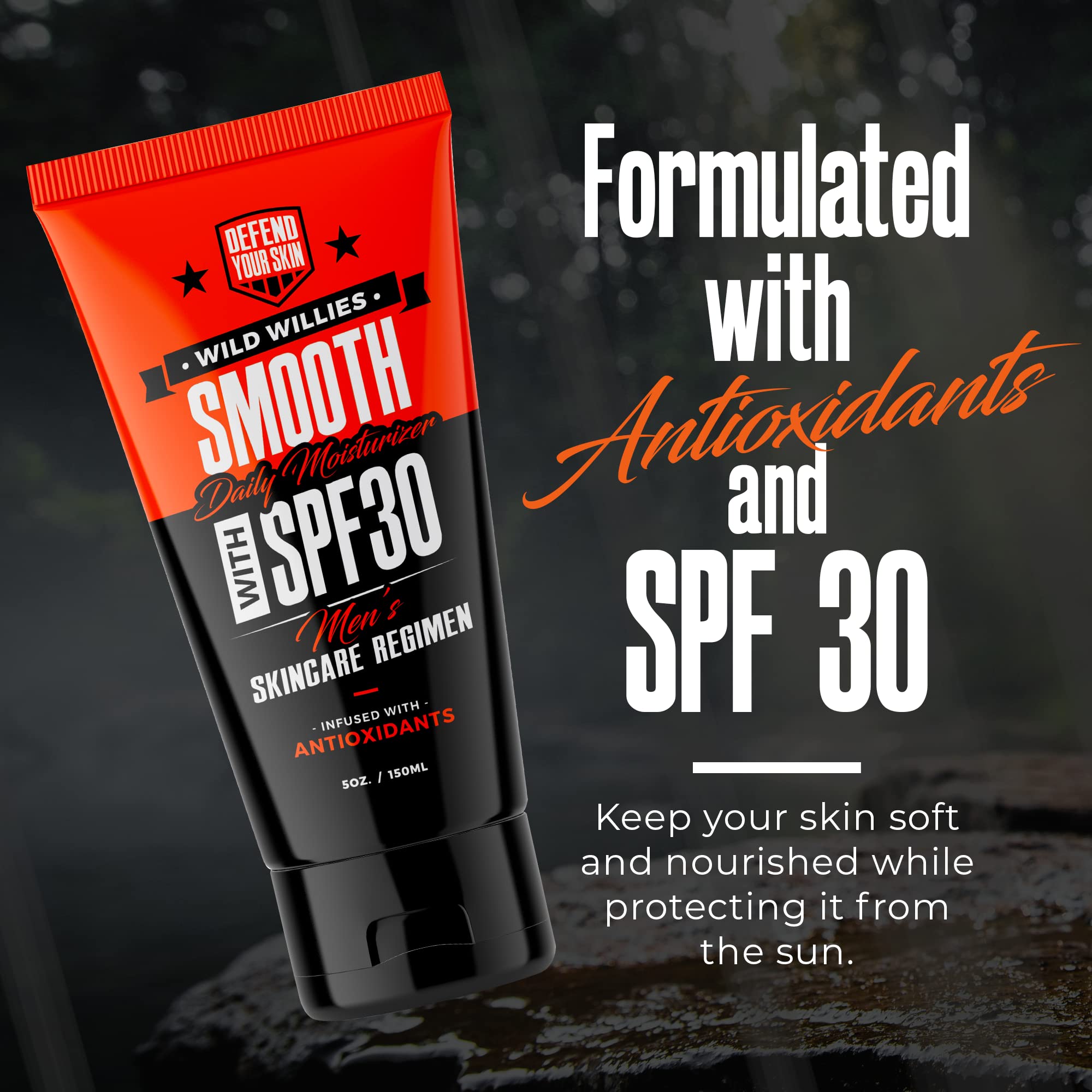 Wild Willies SPF 30 moisturizer tube demonstrates lightweight application