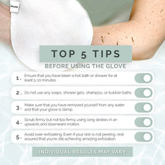 Wildpier glove white bath-shower-scene shows spa-like exfoliation you can enjoy at home.