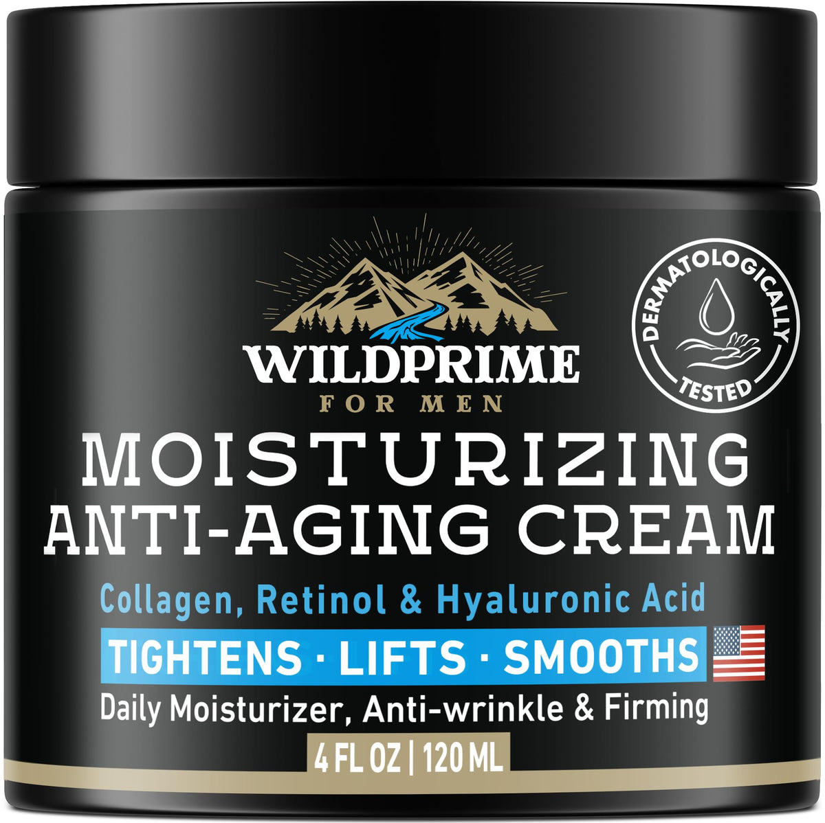 WildPRIME men's face moisturizer bottle front for daily hydration